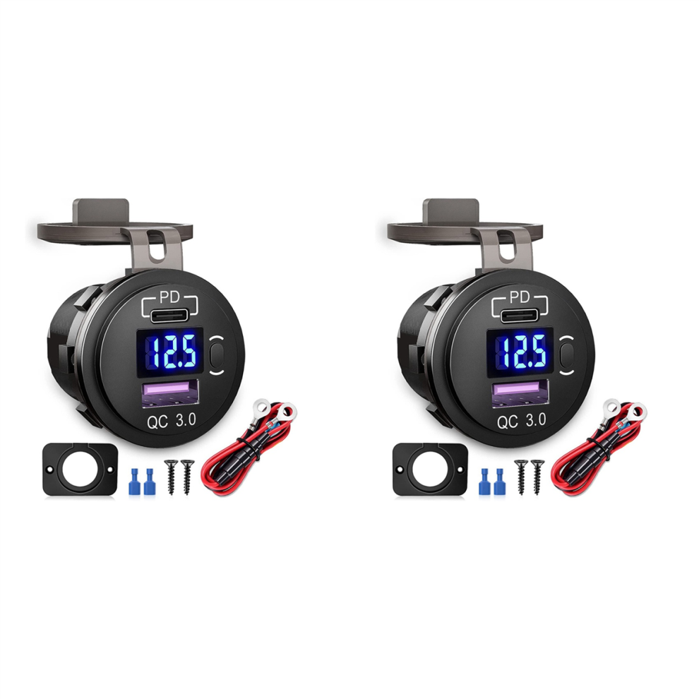 Car Dual Usb Charger Quick Charge Qc 3.0 & Pd Usb Charger Socket 4711624711147