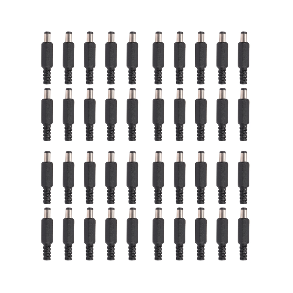 40Pcs 5.5X2.1mm Male Solder Dc Plug Jack Straight Connectors Black 4711624712762