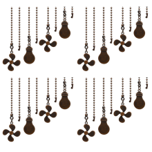 4Pcs Ceiling Fan Pull Chain Set,Bulb and Fan Pattern(Red Bronze)