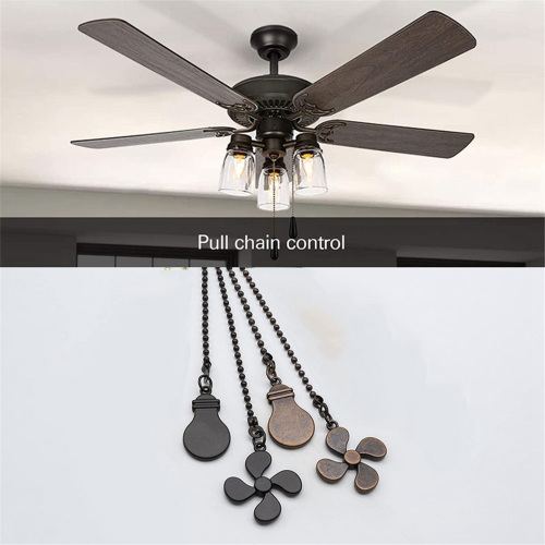 4Pcs Ceiling Fan Pull Chain Set,Bulb and Fan Pattern(Red Bronze) 1