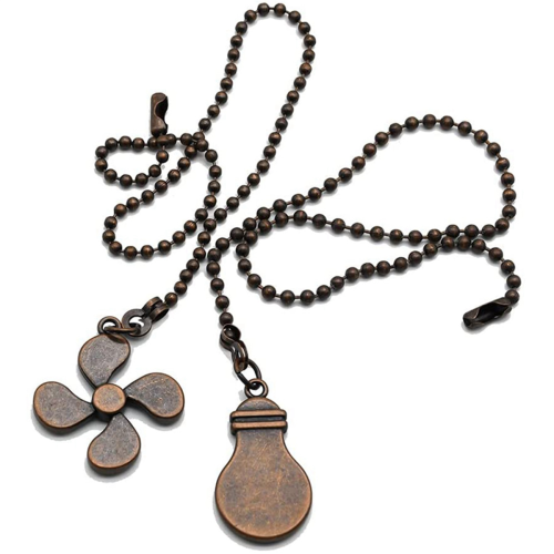 4Pcs Ceiling Fan Pull Chain Set,Bulb and Fan Pattern(Red Bronze) 2