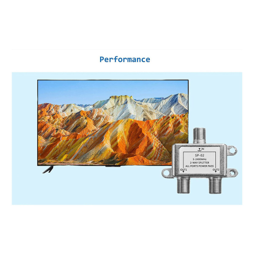 Digital 2 Way Coaxial Cable Splitter 5-2400MHz, RG6 Compatible 1