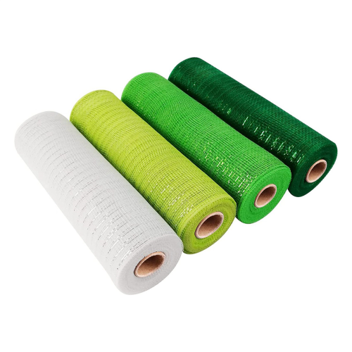 4 Roll . 's Day Poly Mesh Ribbon, Green White Edge Ribbon 1