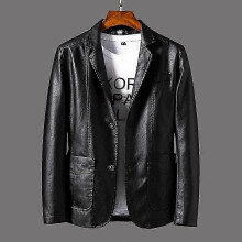 (M, black) Spring And Autumn Men's Fashionable Casual Leather Jacket