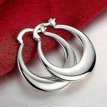 Huitan Women's Fashion Circle Earrings Silver/gold Color Metallic Versatile Simple And Elegant Contemporary Jewelry