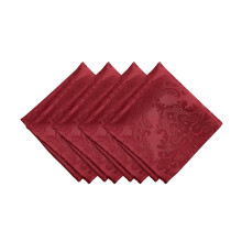 ELRENE HOME FASHIONS Caiden Elegance Damask Fabric Napkins (Set of 4) 17"""" x 17"""" Red 4