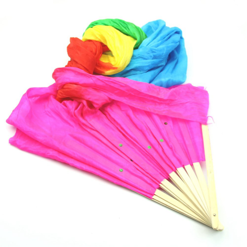 Colorful Dancing Silk Bamboo Long Fans Veils 1.8m 2