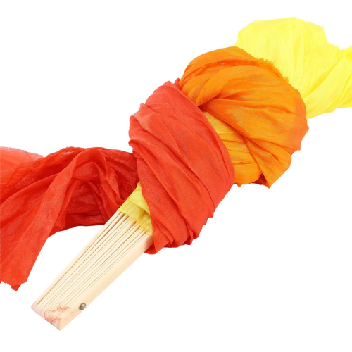 Beautiful Silk Three Color Gradient Flame Dance Fan 1