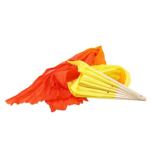 Beautiful Silk Three Color Gradient Flame Dance Fan 1