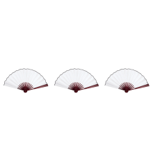 Men Women Wood Handle Fabric Folding Hand Fan 13-inch Length Whtie