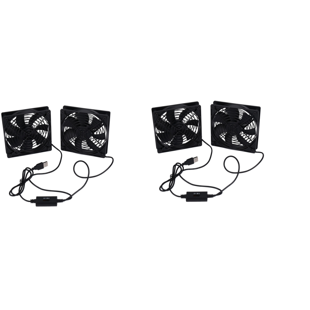 Dual 120Mm 5V Usb Powered Pc Router Fans With Speed Controller 4712135816079