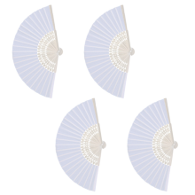 10 x eventail tissu de soie blanc + bambou danse ecriture peinture