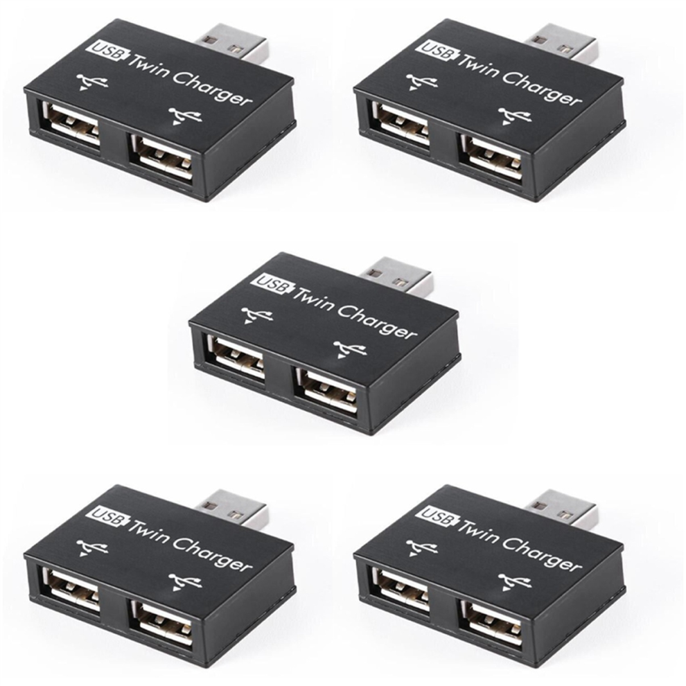 Dual 2 Port Usb Dc 5V Charging Splitter Hub Adapter Converter Black 4711624720316