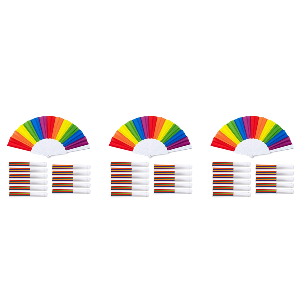 Rainbow Fans, 12-Pack Fans, Rainbow LGBTQ Portable Folding Fans-image-OPC-PJ8YMBZ-NEW