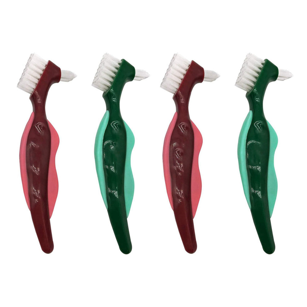 4 Pcs Premium Hard Denture Brush Toothbrush, Multi-Layered Bristles