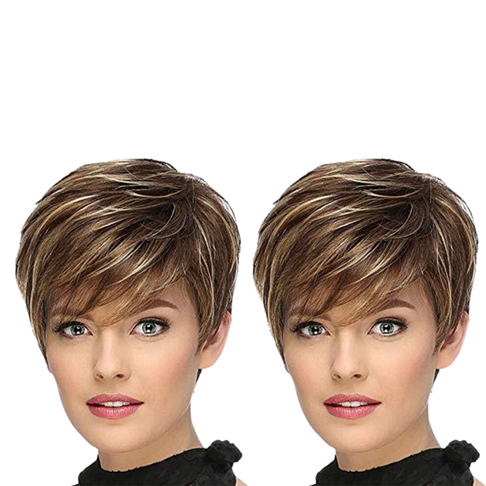 Unisex 2X Short Straight Synthetic Wig Female Natural Wig For Role-Playing