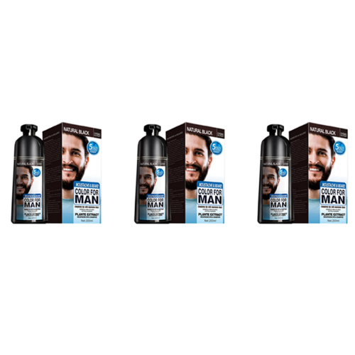 3X Permanent Beard Dye Shampoo for Men Beard Dying Removal Hair 200ML