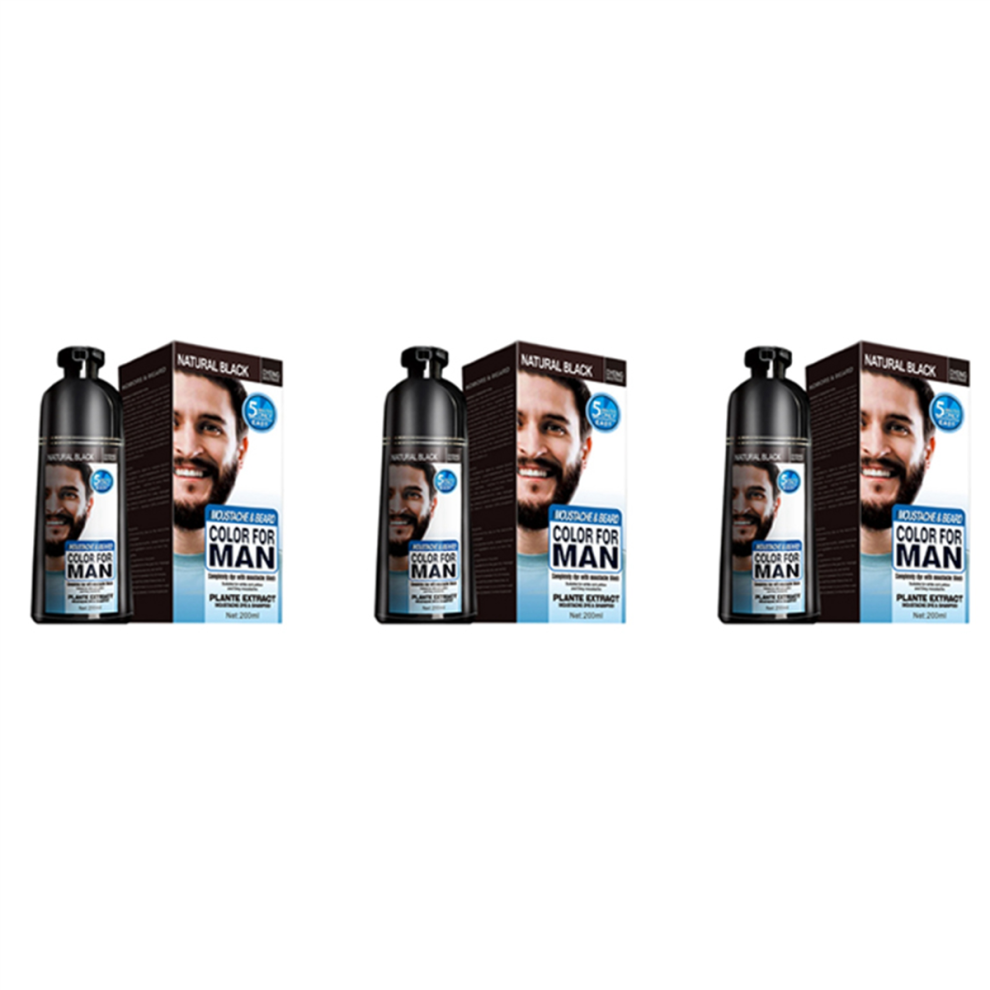 3X Permanent Beard Dye Shampoo for Men Beard Dying Removal Hair 200ML