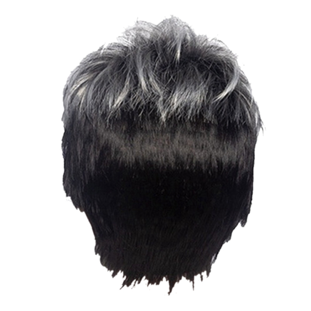 Unisex Men Short Straight Wig For Male Hair Fleeciness Realistic Natural