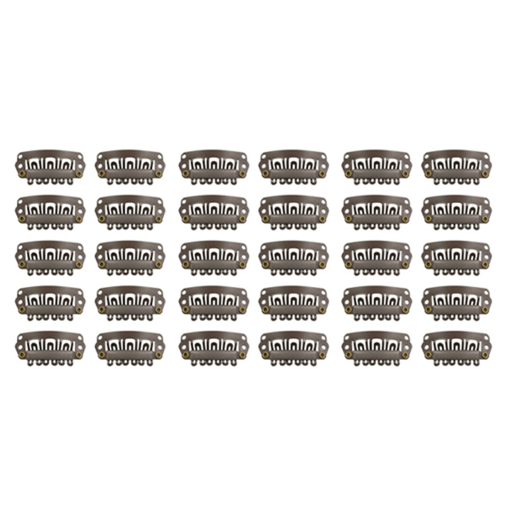 10pcs Brown Snap Clips U-shape Metal Clips for Hair Extensions DIY