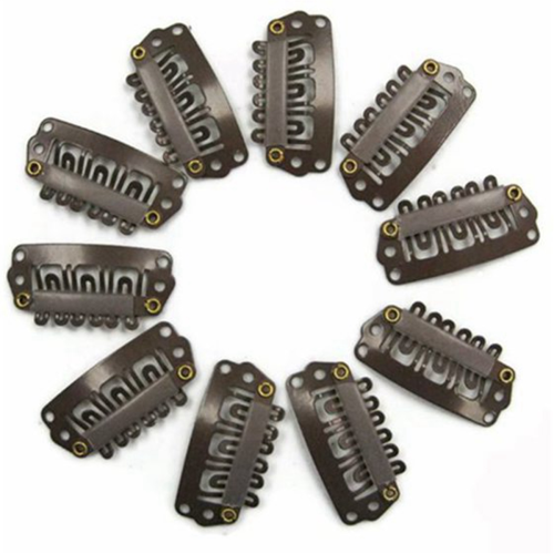 10pcs Brown Snap Clips U-shape Metal Clips for Hair Extensions DIY 2