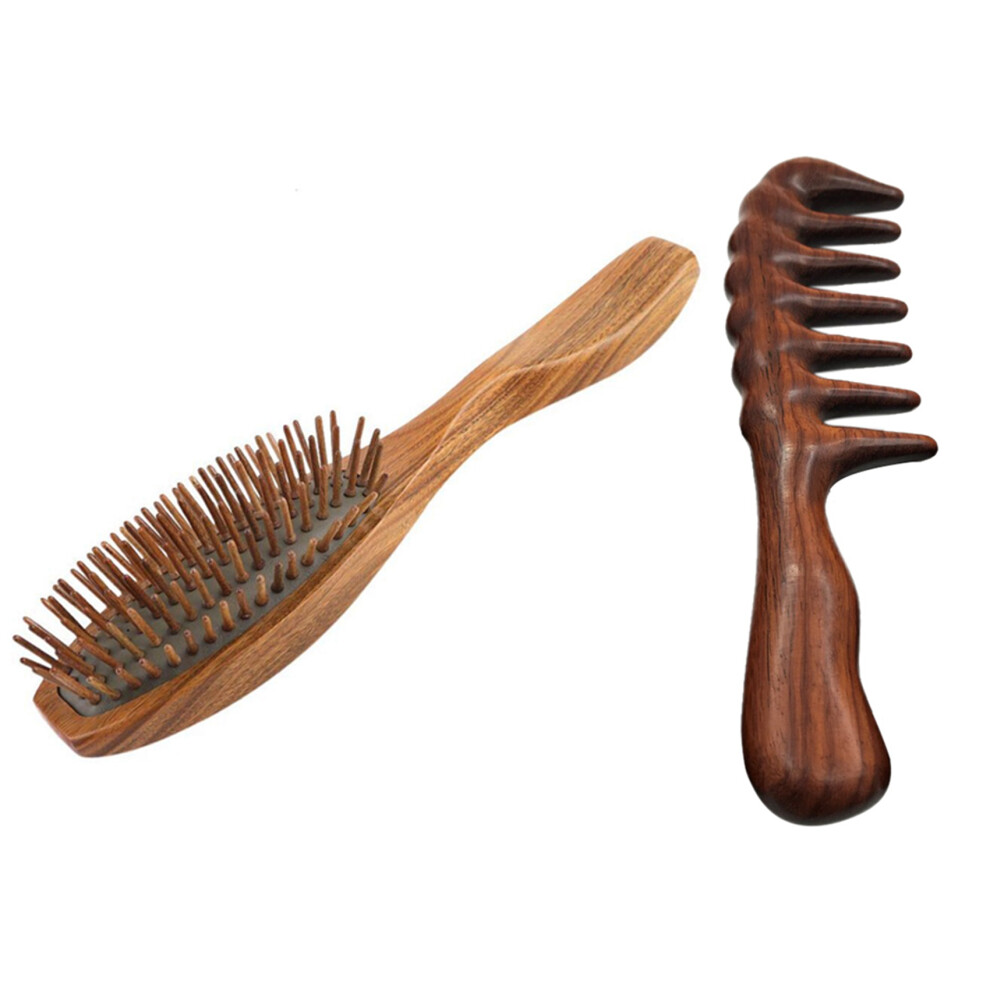 Unisex Hair Comb For Detangling - Wide Tooth Wood Comb For Curly Hair