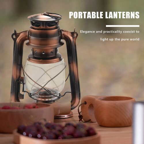 25Cm Iron Bronze Oil Lanterns (Cover)Leak Proof Seal Camping Light 2