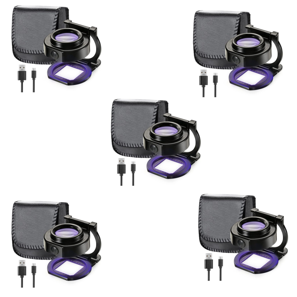 Light 25X Loupe Magnifier With 6 ,Usb 3-Folding Eye Loupe Scale Sewing
