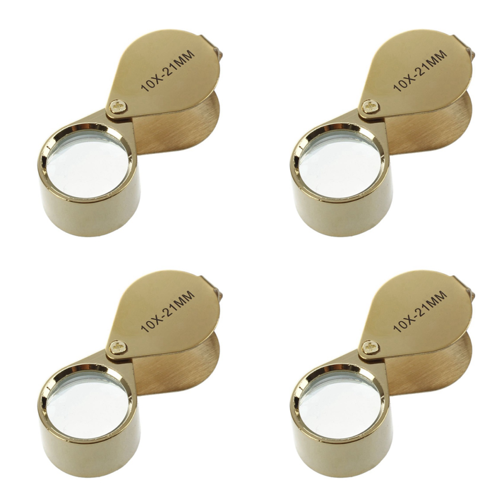 Golden 10X Glass Jewellers Eye Foldable Jewelry Loop Loupe(Golden)