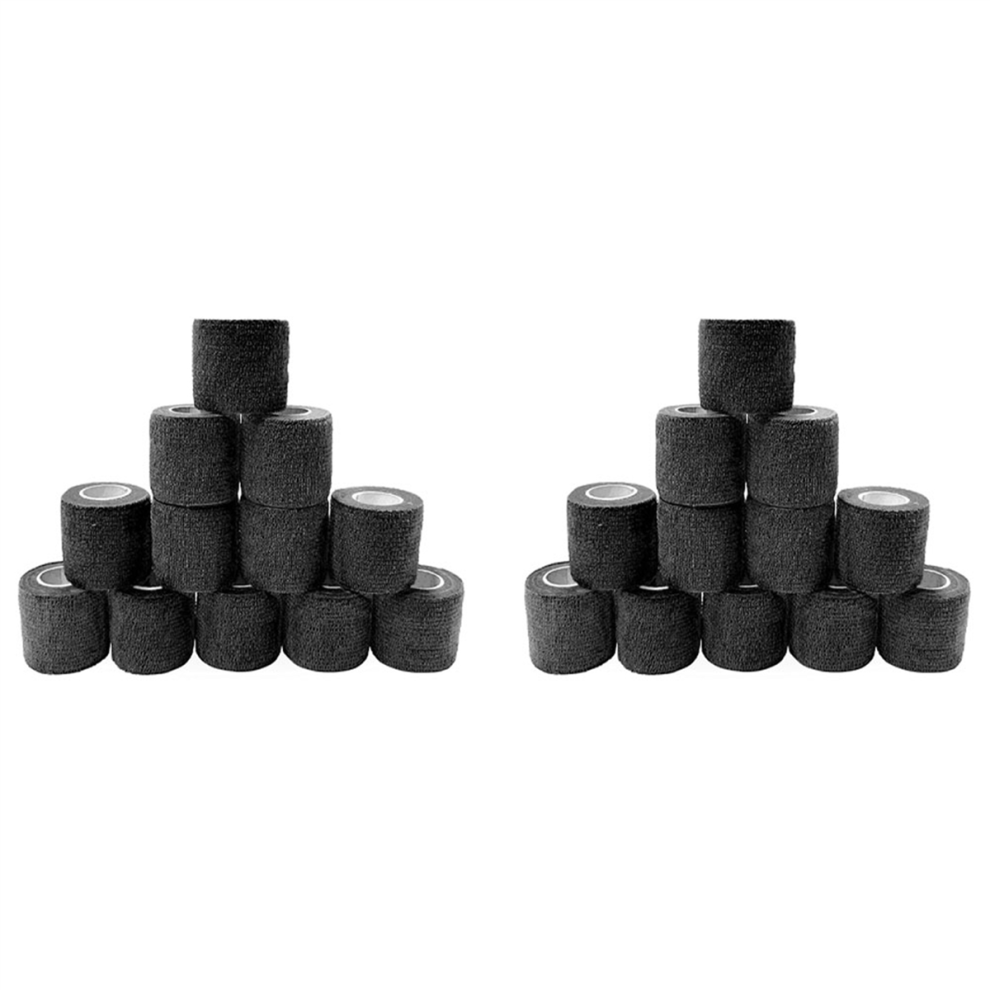 Black 12Pcs Self-Adhesive Bandage 5Cm For Injuries And Pet Treatment