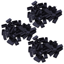 Plastic Blanking End Cap Tubing Tube Inserts 25mmx50mm 40 Pcs Black
