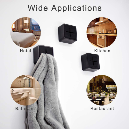 Self Adhesive Kitchen Towel Hanger Grabber, 3 Pack Black 2