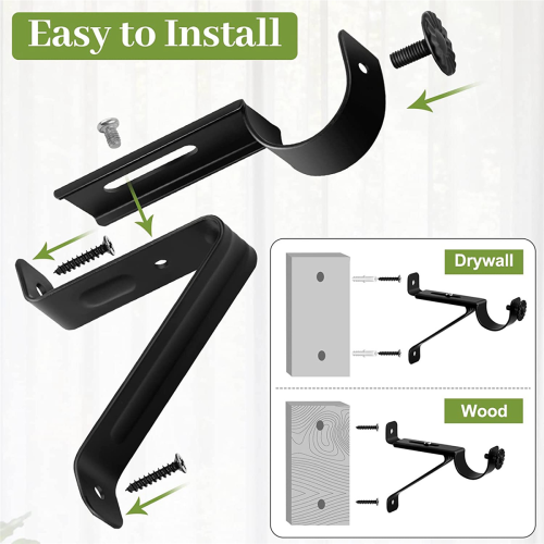 Curtain Rod Bracket, Adjustable Heavy Duty Curtain Rod Holders 2