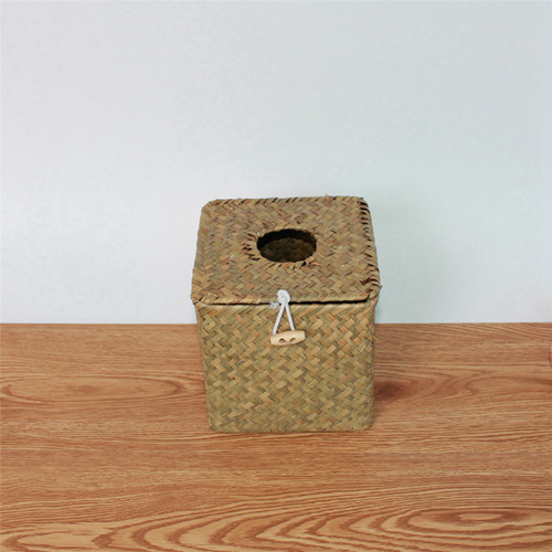 2 Pack Square Seagrass Tissue Box - Straw Tissue Box Cover 2