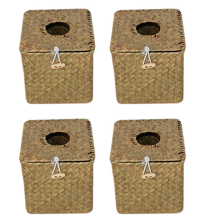 2 Pack Square Seagrass Tissue Box - Straw Tissue Box Cover