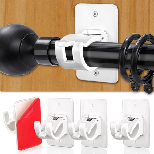 Curtain Rod Bracket 4PCS,Crossbar Hook,Wall Mount Hooks Drapery Pole 1