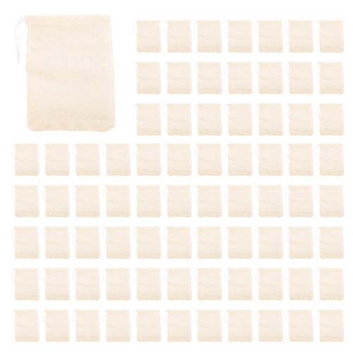 100 Pieces Drawstring Cotton Bags,Tea Brew Bags (4 x 3 Inches) 1