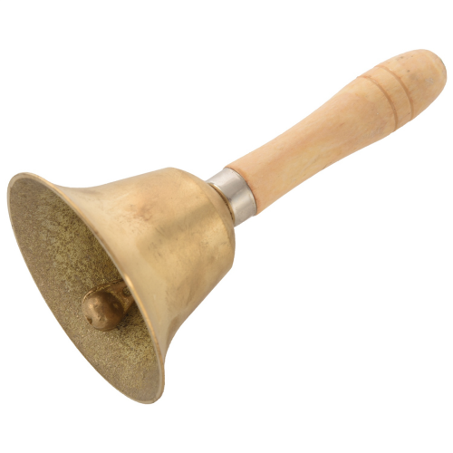 Solid Brass Wooden Handle School Reception Hotel Hand Bell Gold 1
