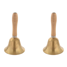 Solid Brass Wooden Handle School Reception Hotel Hand Bell Gold