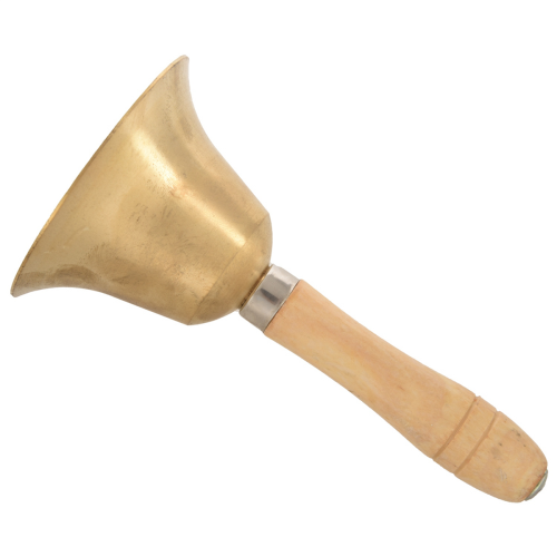 Solid Brass Wooden Handle School Reception Hotel Hand Bell Gold 2