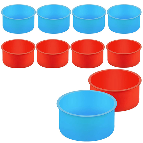 10 Pieces 4 Inch Baking Mold Kitchen Silicone Bakeware Pan Red, Blue 1