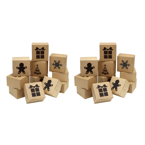 60 Kraft Cardboard Bakery Cookie Boxes Set Auto-Popup for Cookies