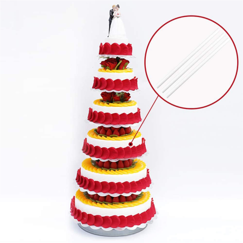 50 Pieces Plastic White Cake Rods(0.4 Inch Diameter 9.5 Inch Length)