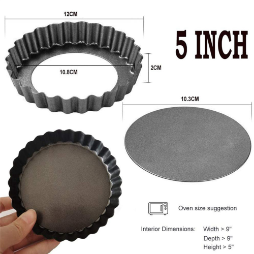 6 Pack 5 Inch Mini Tart Pans with Removable Bottom Quiche Pan 2