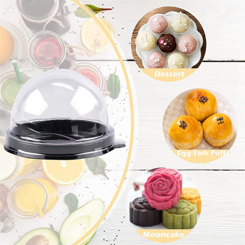 50 Pack Mini Clear Plastic Cake Box with Dome Lids for Muffin Pastry 1