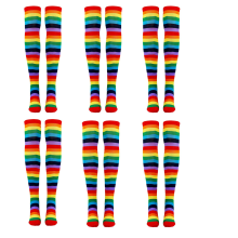 Colorful Rainbow Striped Socks Over the Knee Clown Striped Costume