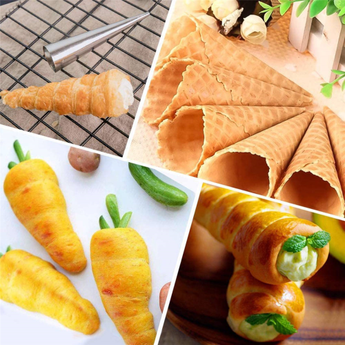 24PCS Stainless Steel Conical Pastry Roll Horn Mould Baking Coil Tool