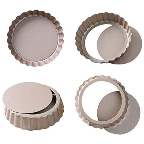 Tart Pan,4 Inch Mini Quiche Pan Bottom Tin Carbon (4 Packs) 1