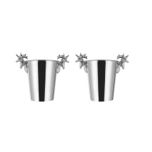 2X Stainless Steel Deer Head Handle,Ice Bucket,for Paties and Bar (S)