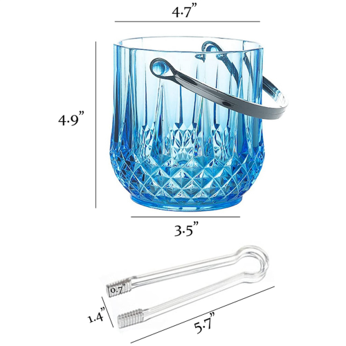 Ice Bucket Plastic Ice Bucket with Handle Acrylic Transparent-Blue 2